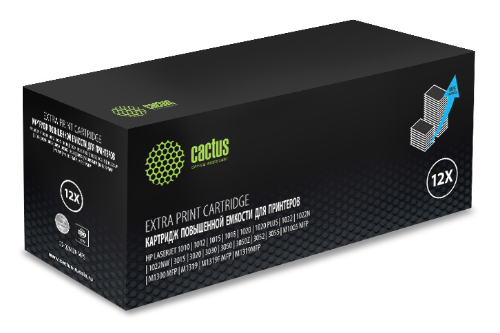 Картридж лазерный Cactus CS-Q2612X-MPS Q2612X черный (3000стр.) для HP LJ 1010/1012/1015/1018/1020