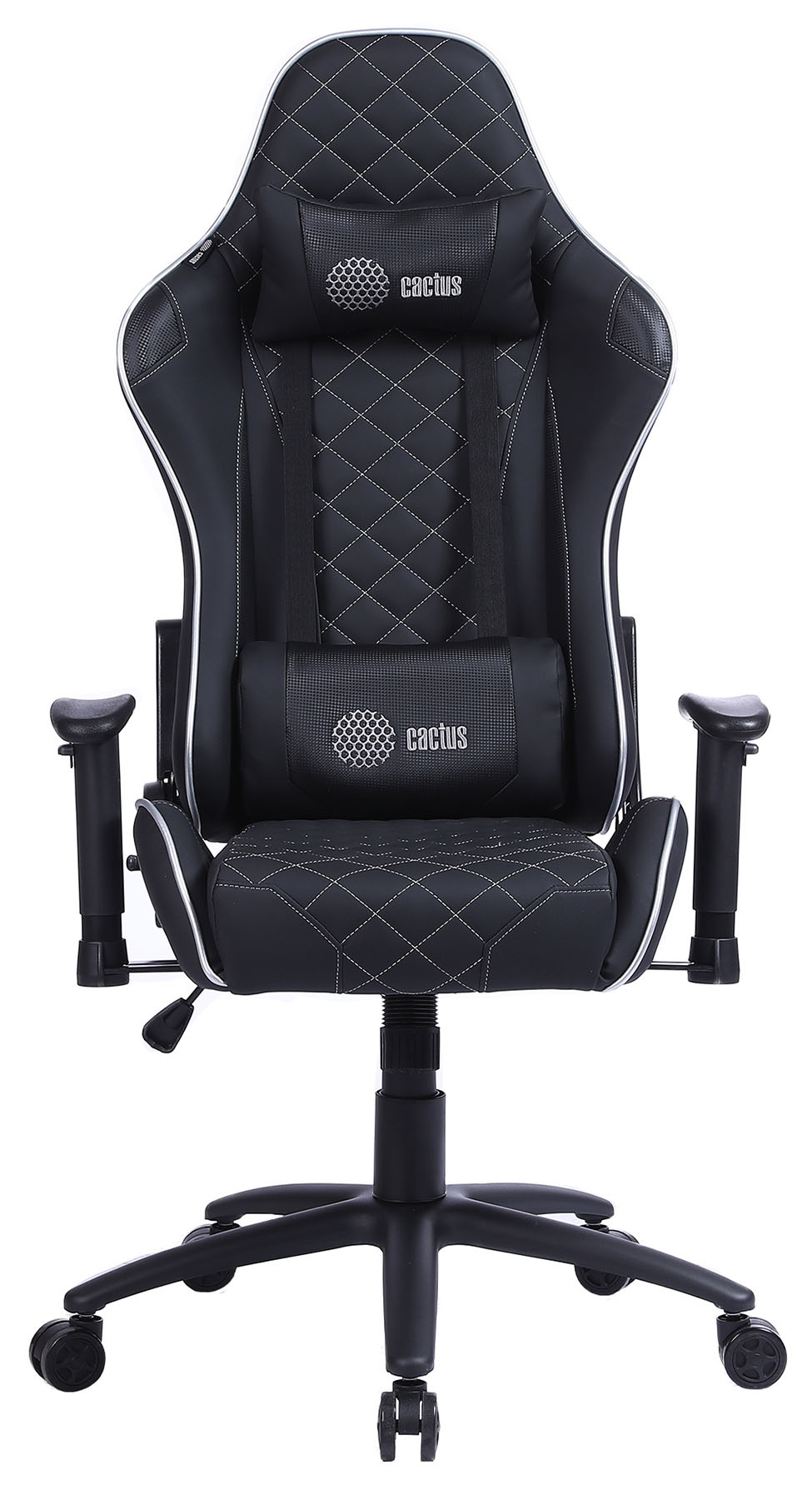 Кресло игровое Cactus CS-CHR-030BLS черный/серебристый сиденье черный/серебристый эко.кожа с подголов. крестовина металл пластик черный 